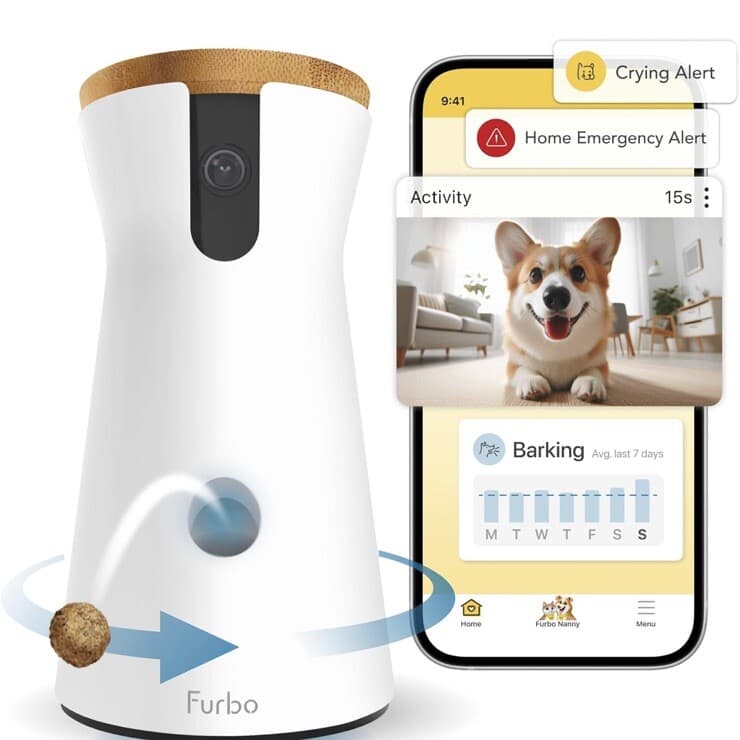 Furbo 360° Dog Camera + Nanny Bundle: Home Security Subscription Required