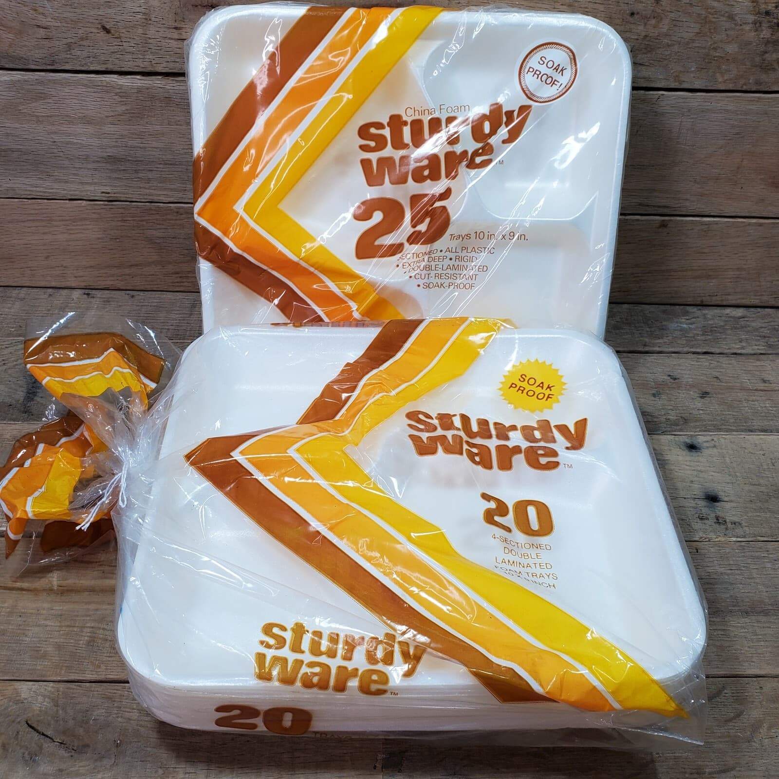 1980's Sturdy Ware China Foam Soak Proof 10 X 9 in Trays