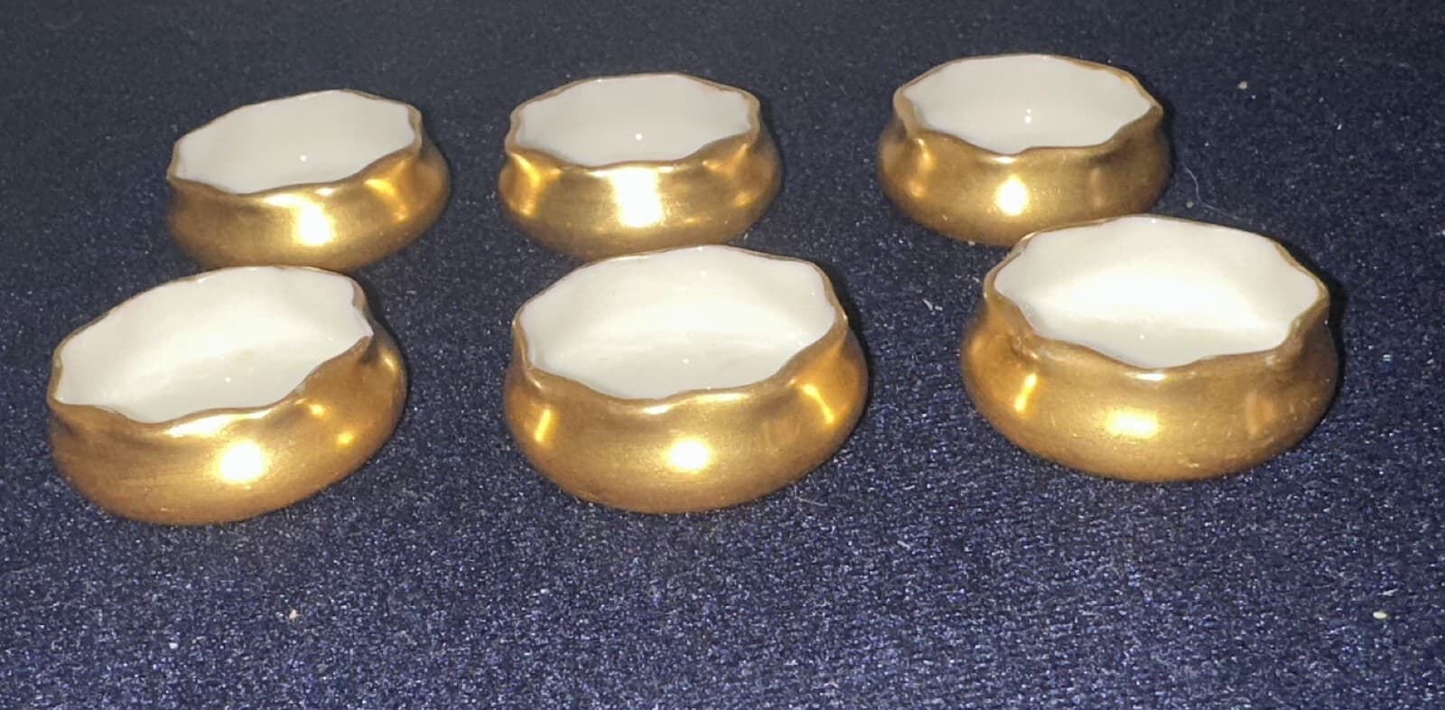 Set of 5 (NOT 6) BELLEEK Gold 1 5/8"Open SALT DIPS (FREE SHIPPING)