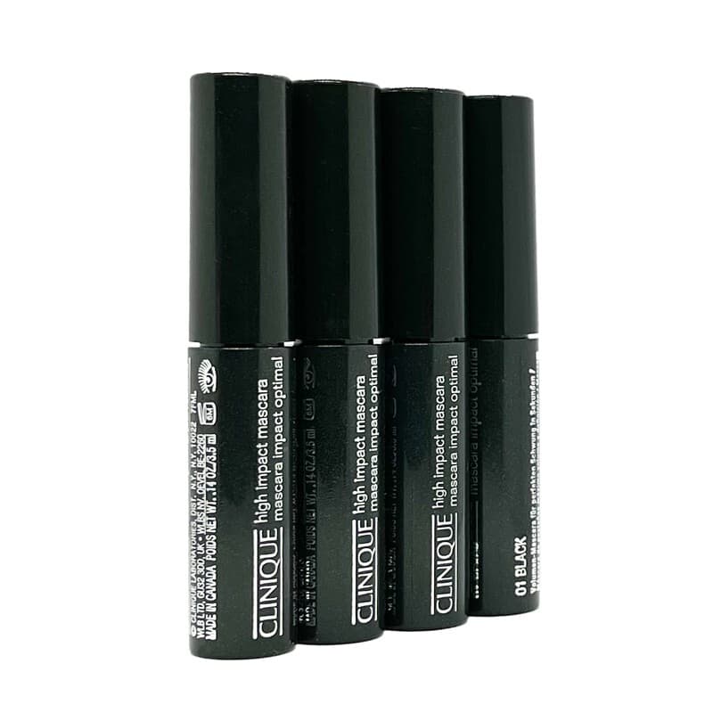 4 x Clinique High Impact Mascara - 01 Black 0.14oz / 3.5ml Each Travel Size