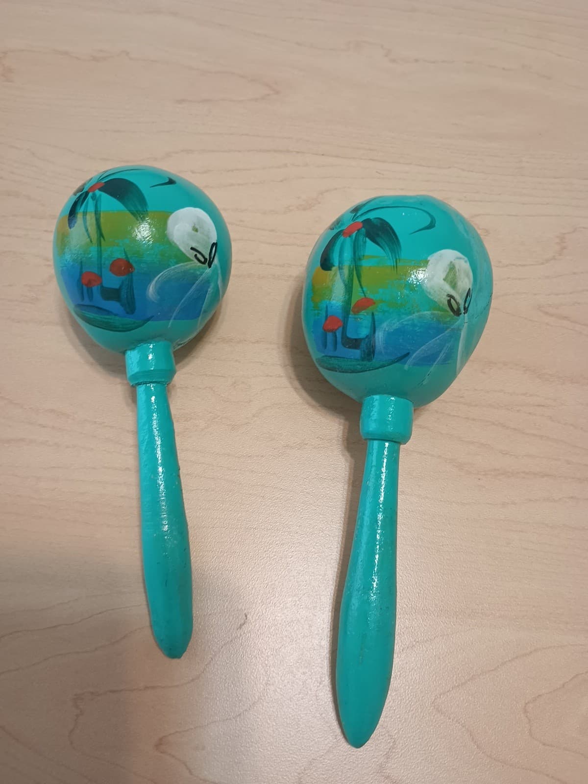 Maracas Set Of Two Tri-Color Percussion Shakers Rattles