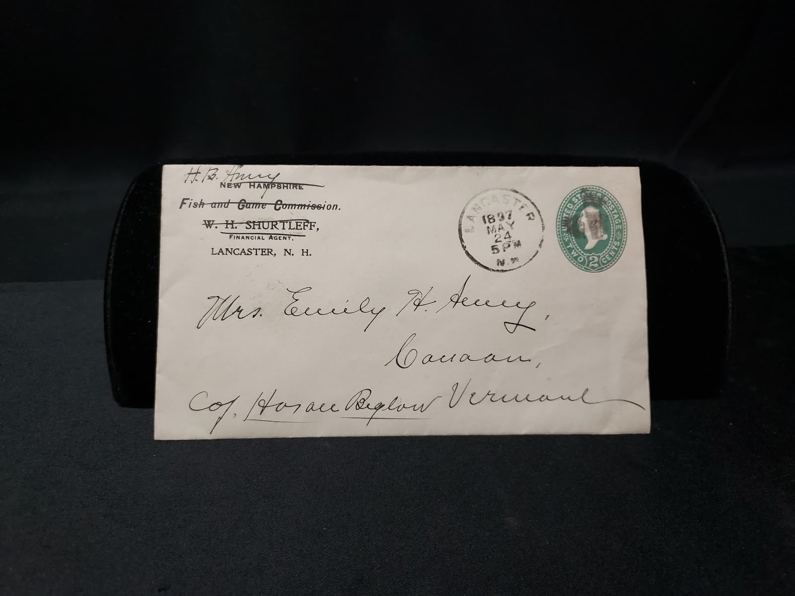 1897 New Hampshire Fish & Game Agent Envelope Fishing Hunting Lancaster NH