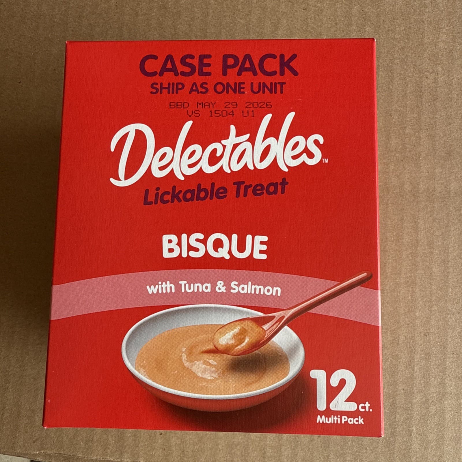 Hartz Delectables Bisque Lickable Wet Cat Treat - Tuna & Salmon 12CT EXP 06/26