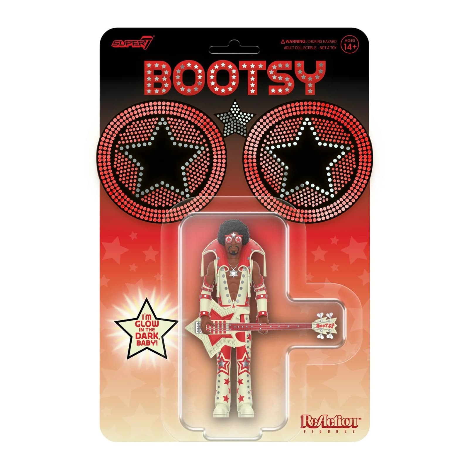 Bootsy Collins Glow In The Dark Super7 Reaction Figure