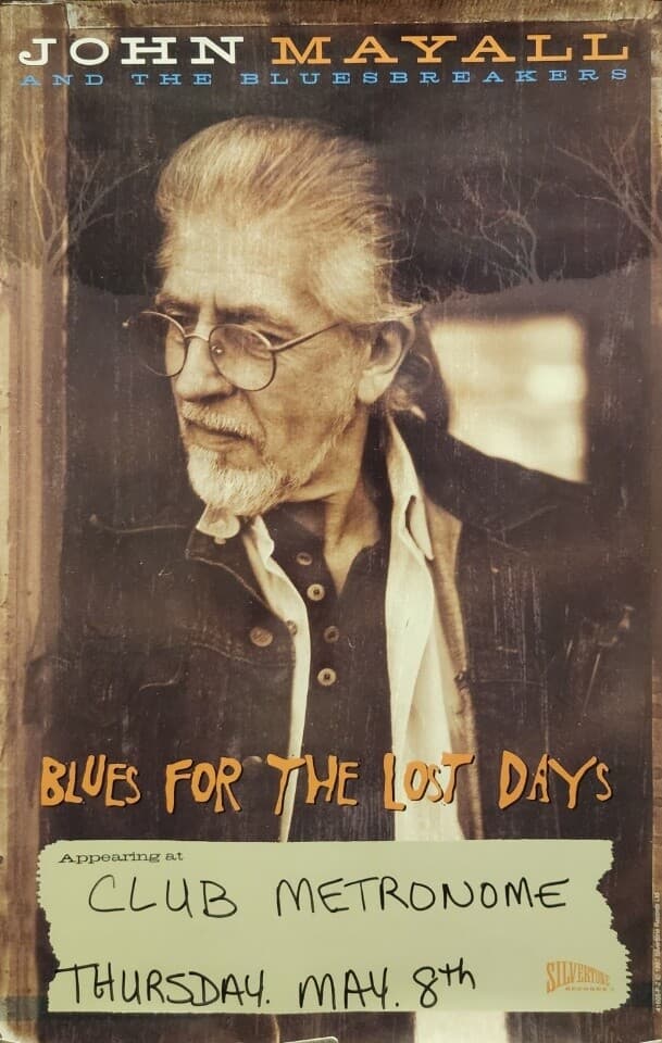 John Mayall 1997 Blues for the Lost Days Burlington,Vermont gig promo poster