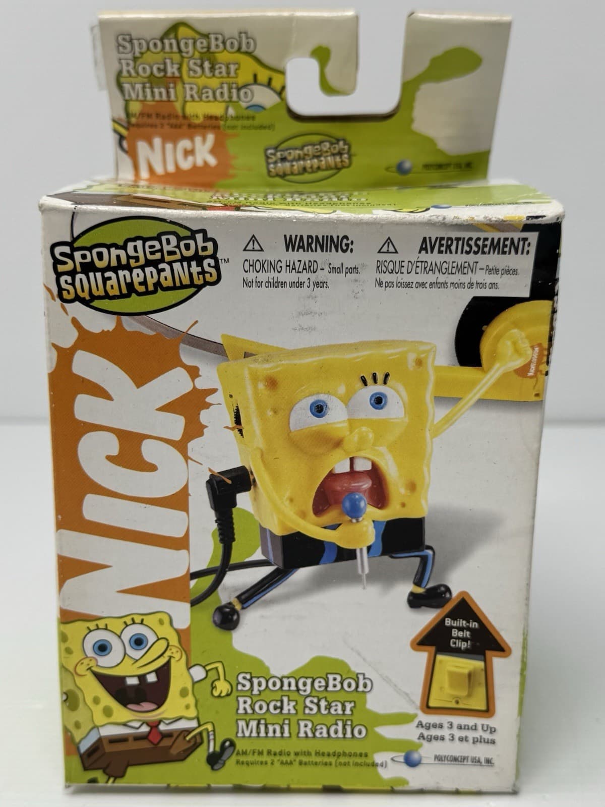 RARE Vtg Spongebob Square Pants Novelty Rock Star Mini Radio AM/FM Headphones