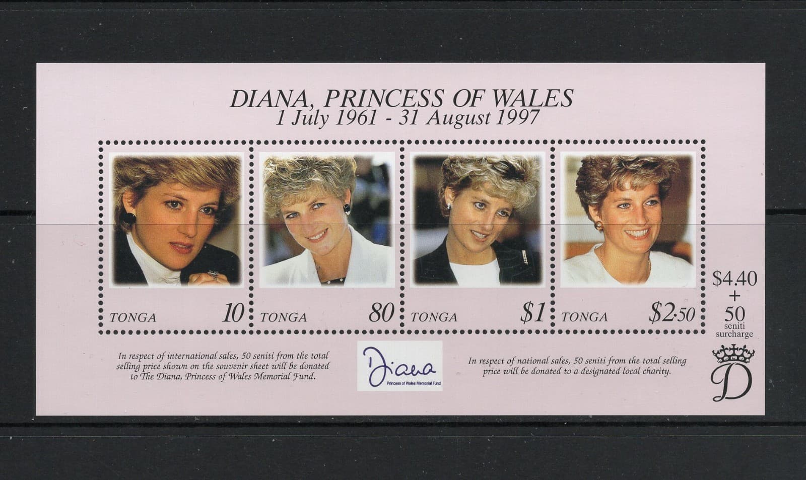 S6581 Tonga 1998 Princess Diana SHEET MNH