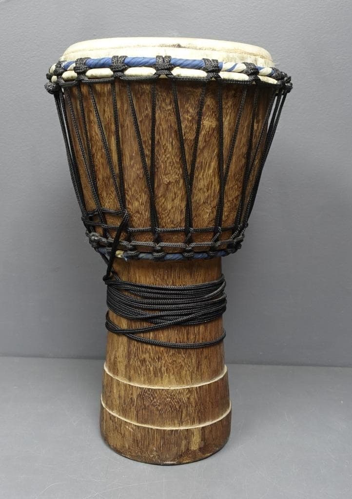 KAMBALA Hand Carved Folk Drum 10"D x 20"H Goat Skin Head