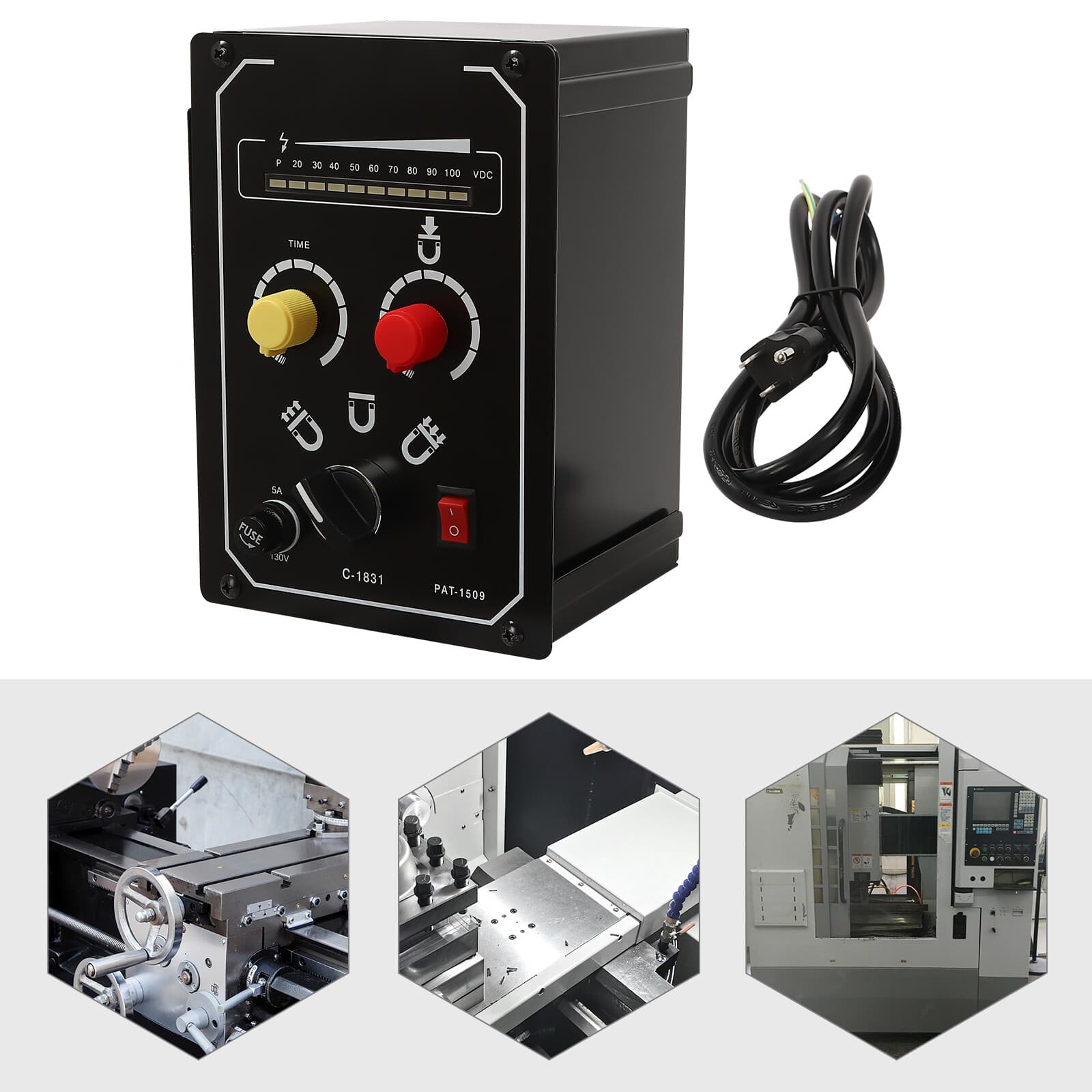 AC 110V 5A Electromagnetic Chucks Controller Adjustable Magnetic Force 0-100V