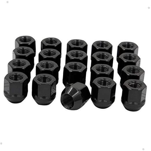 Set of 20 1/2 Open End Lug Nuts 1" 1/2" Black 13/16" Hex Open - Rainy Climate