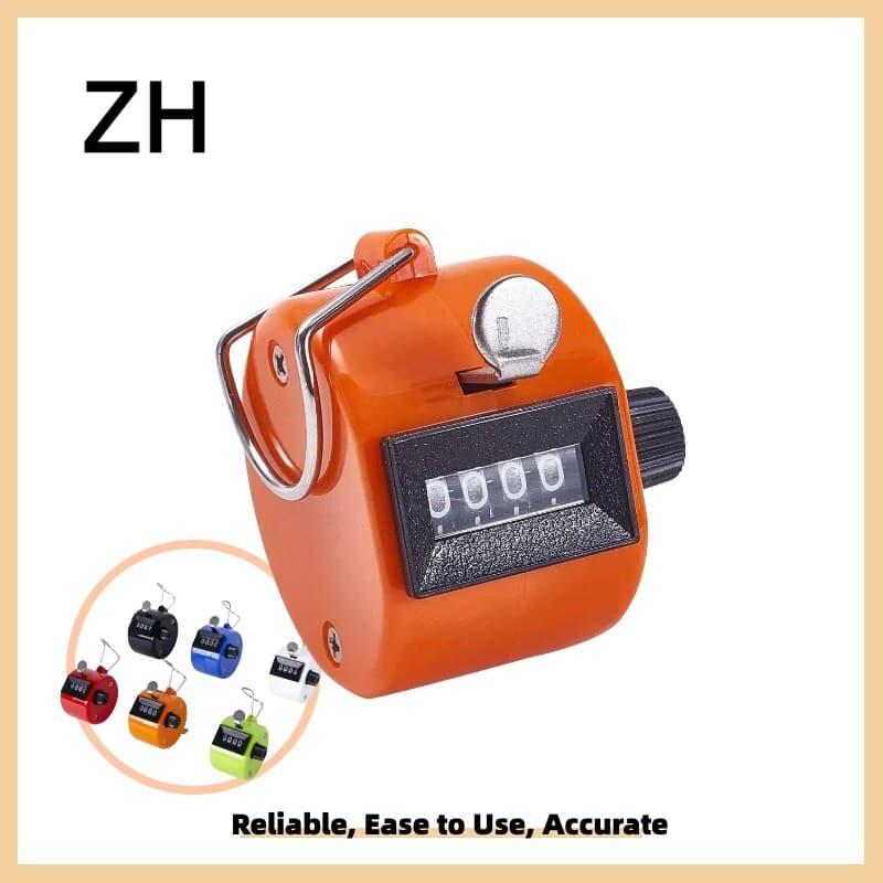 4 Digit Number Dual Clicker Golf Hand Tally Counter orangeHandy Convenient