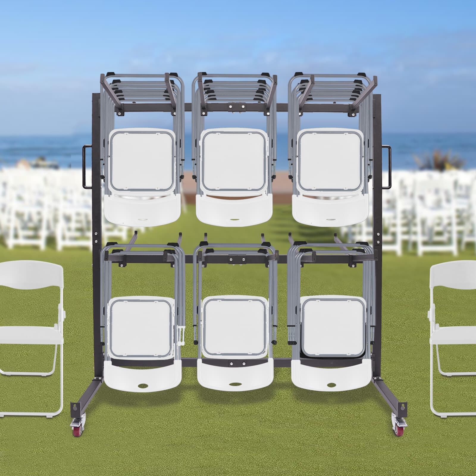 Folding Chair Rack Dolly Cart Table Storage Rack Desk Chairs Cart Trolley