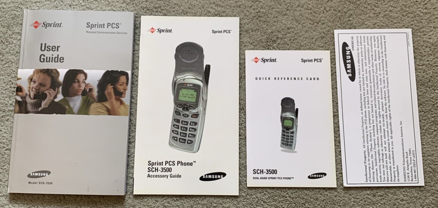 Vintage Samsung SCH-3500 User Guide, Accessory Guide, Quick Reference Guide MINT