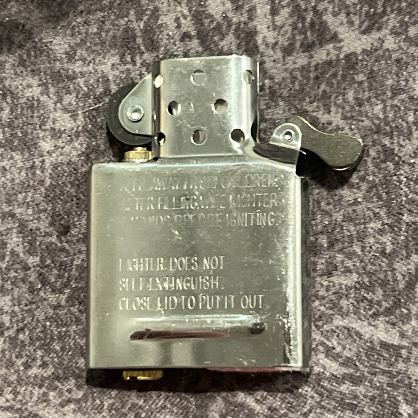 UNFIRED Zippo Lighter Insert Only - Chrome Replacement -Full Size - W/Flint