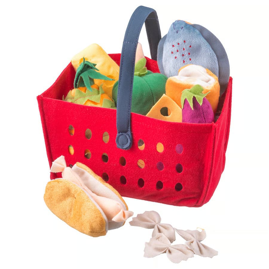 IKEA LÅTSAS Kids Pretend Play Shopping Basket 11 Piece Soft Toy Set