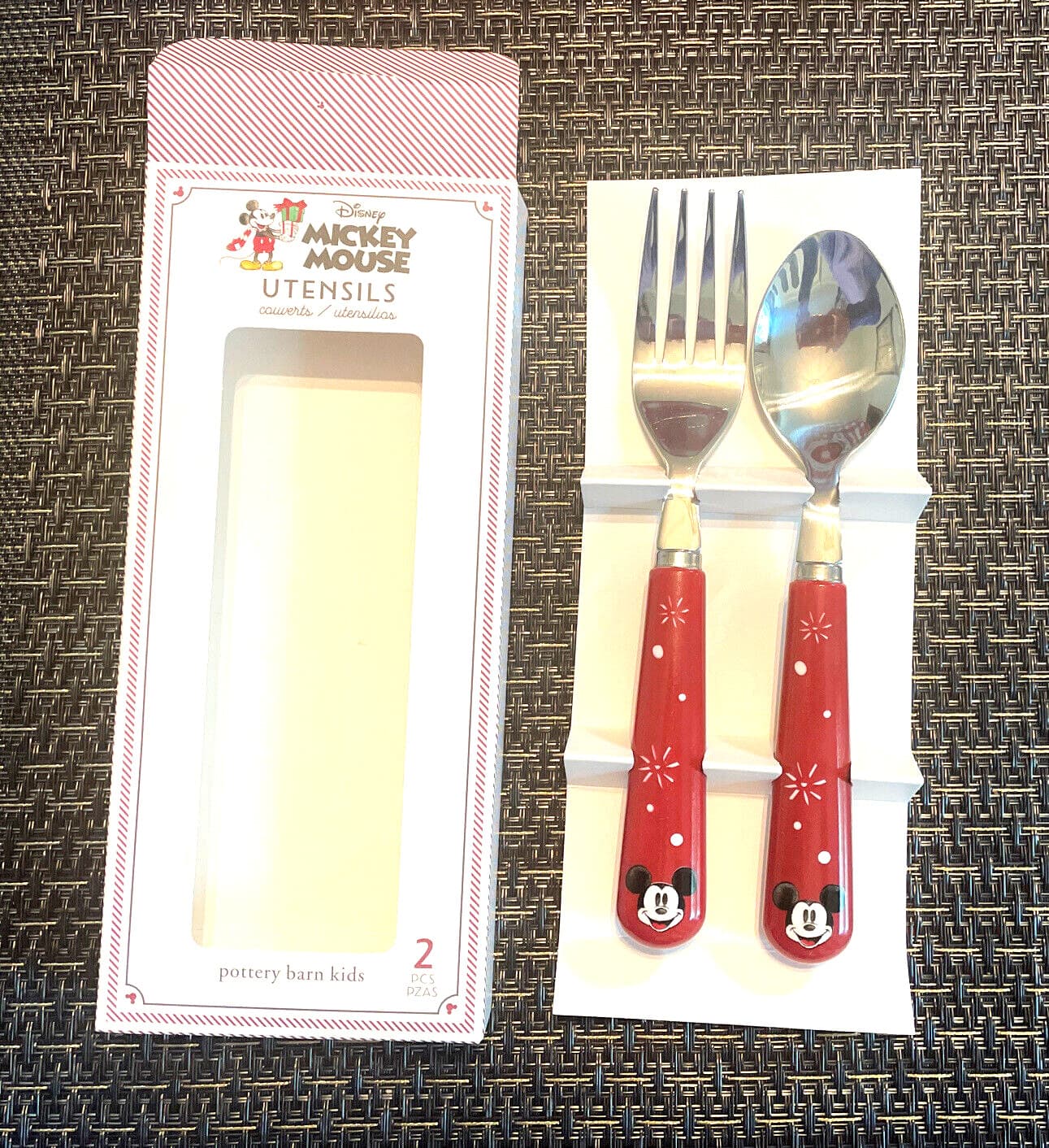 Pottery Barn Mickey Mouse Utensil PLACEMAT holiday Disney gift star kid school ,