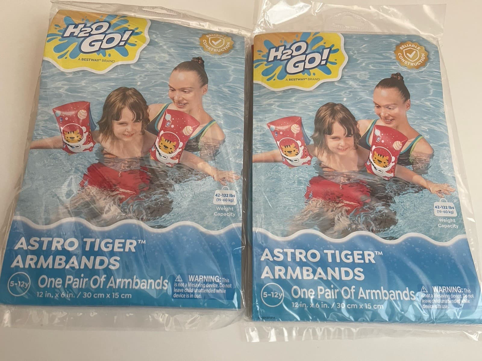 2 Bestway H2O Go! ASTRO TIGER Armbands 12×6 in Inflatable Floaties New Free Ship