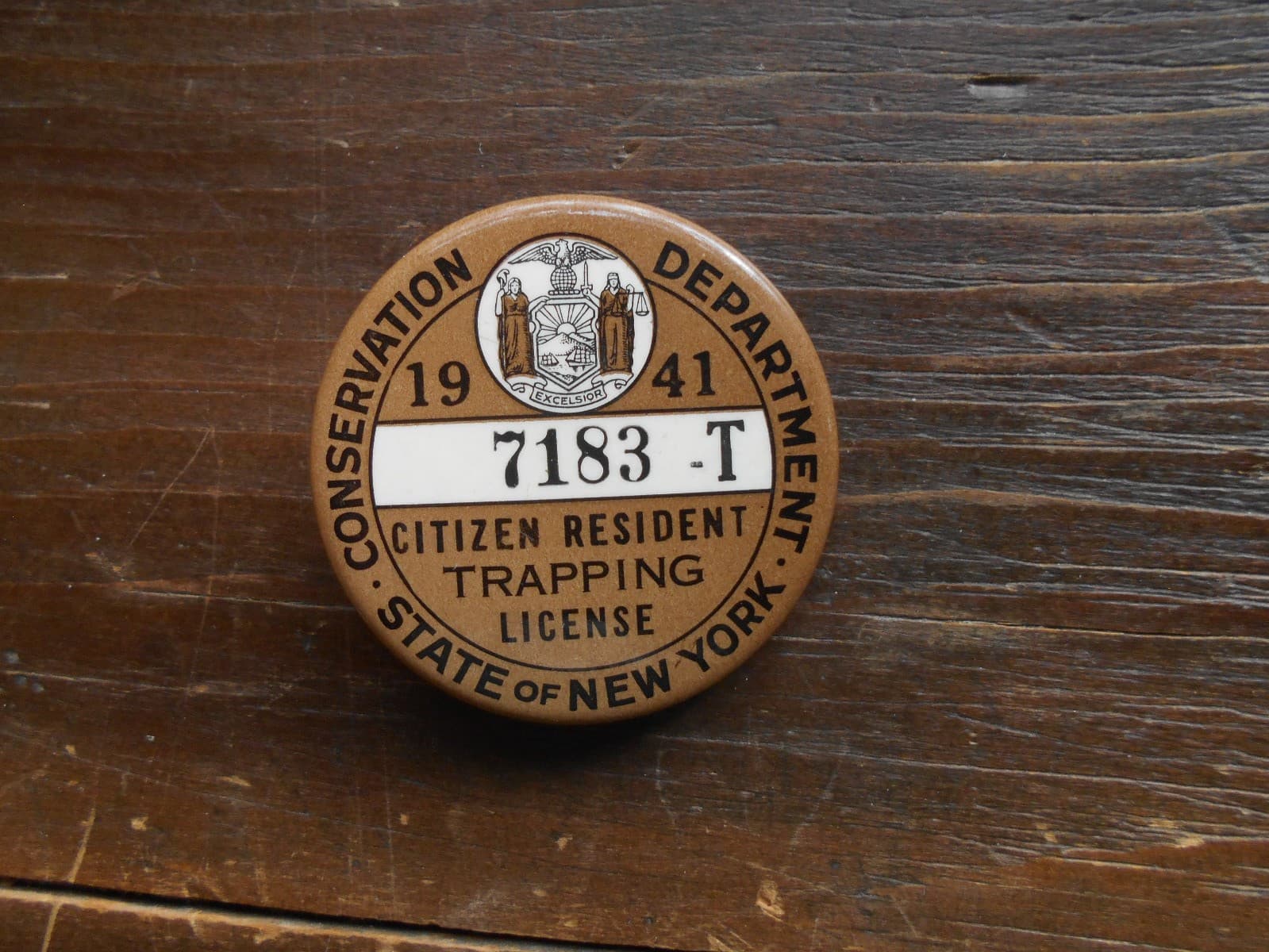 NEW YORK TRAPPING LICENSE 1941=HUNTING FISHING=ADIRONDACKS CONSERVATION DEPT