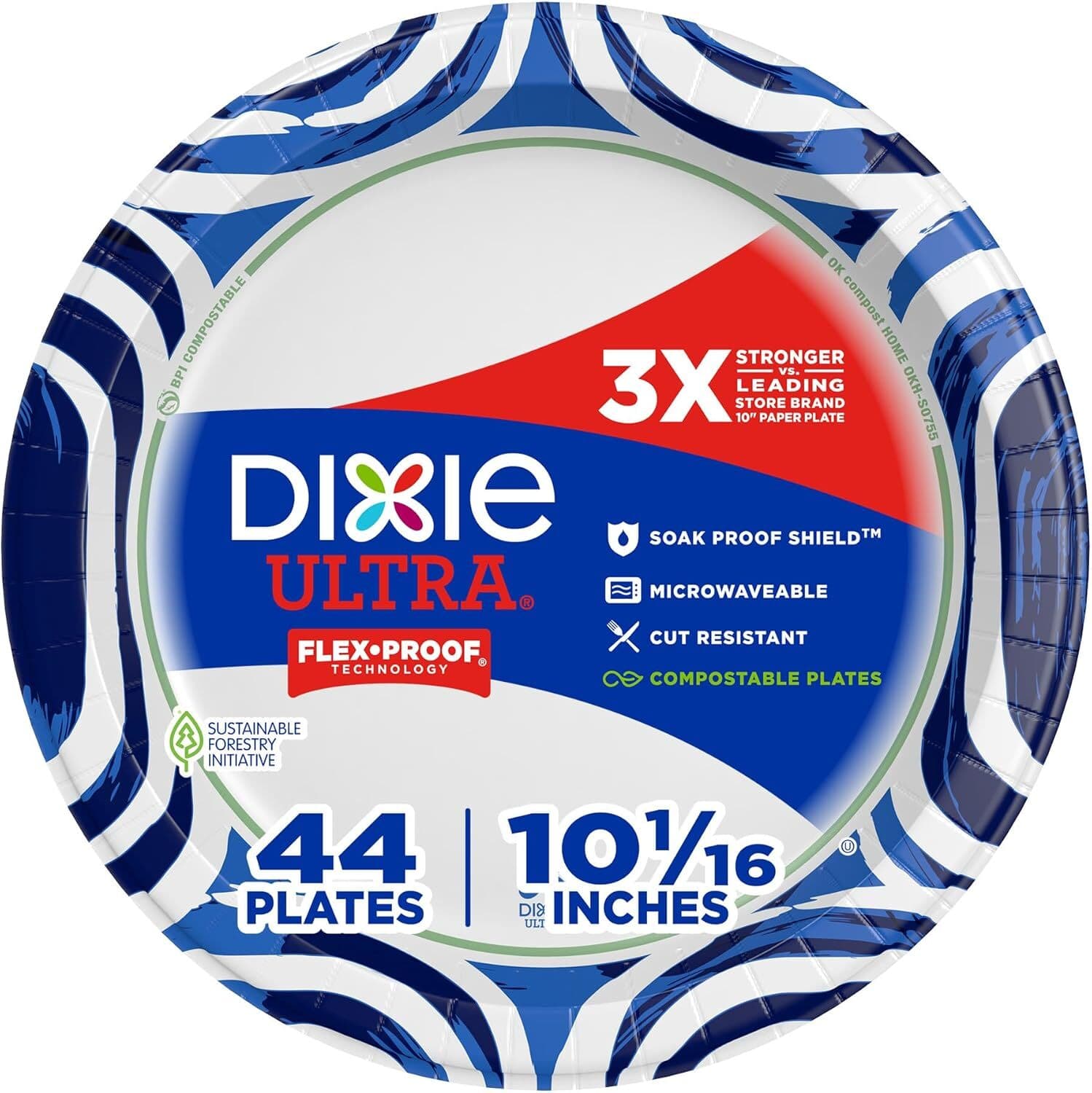 Dixie Ultra, Large Paper Plates, 10 Inch, 44 Count, 3X Stronger