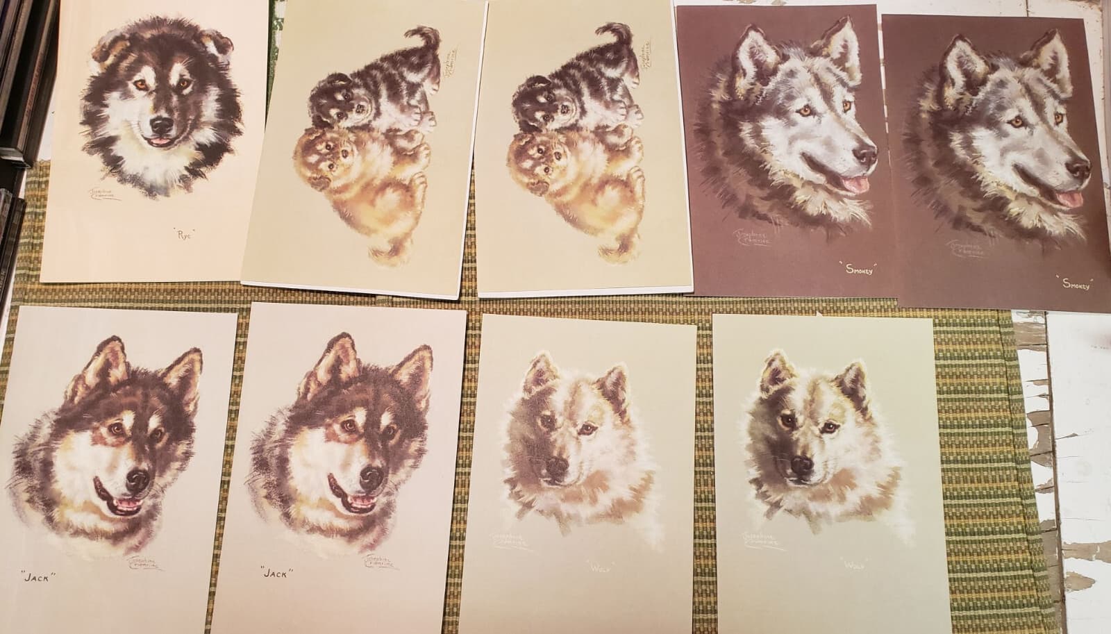 1941 SS Alaska Cruise Lines 22 Husky Sled Dog Art Cards Menu Joseph Crumrine