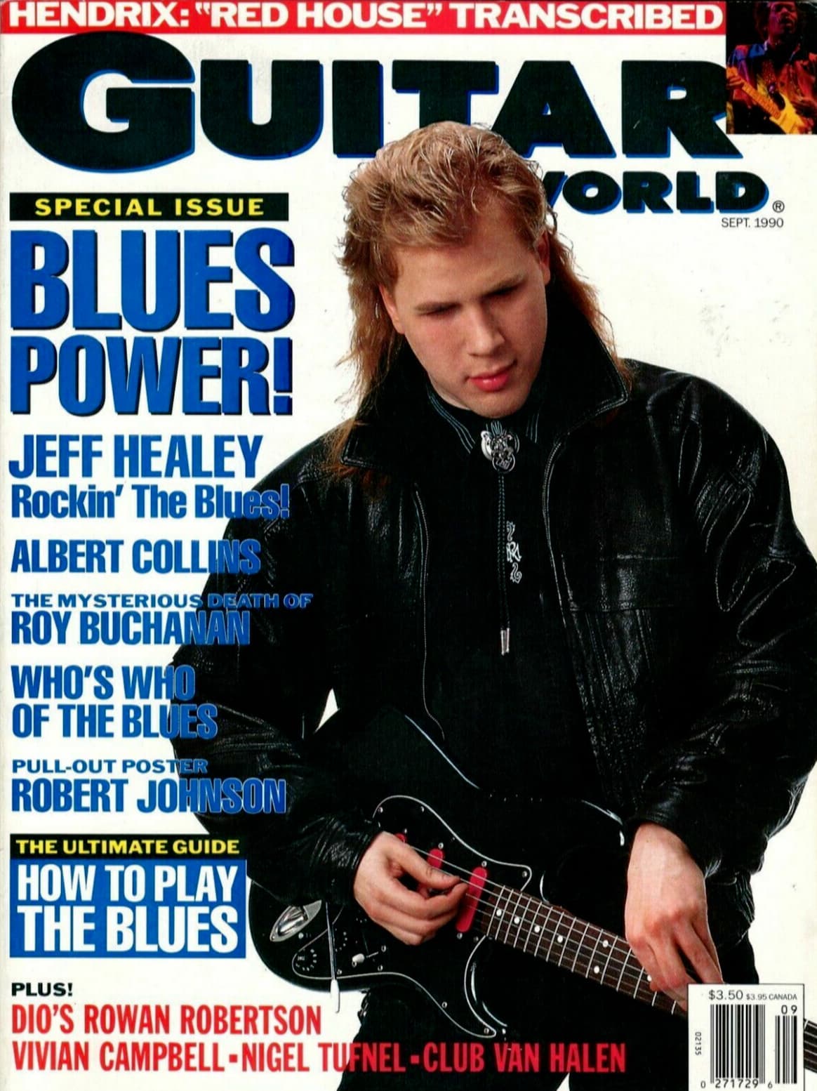 Guitar World Magazine September 1990 Van Halen Vivian Campbell Jeff Healey Jimi