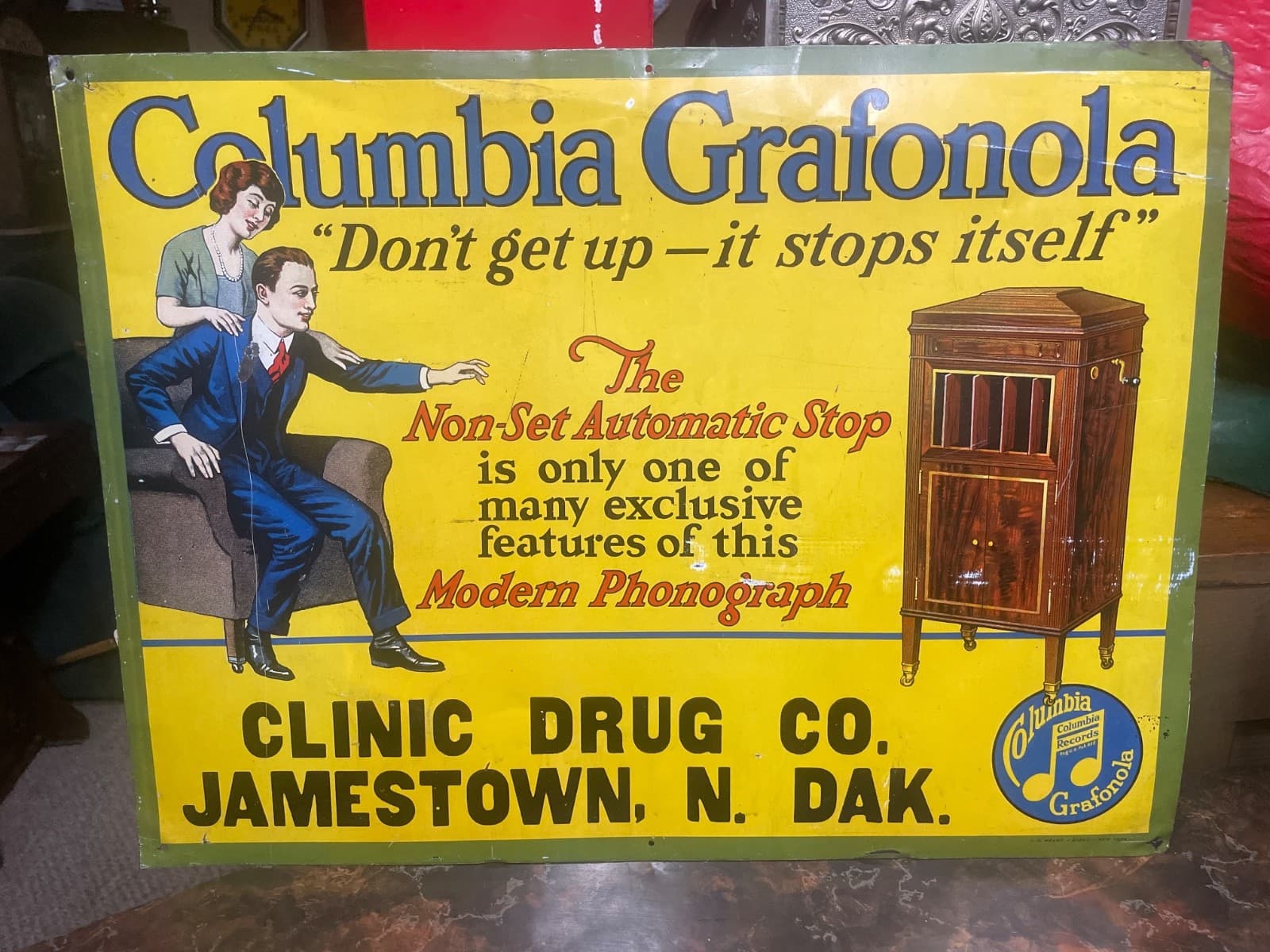 Vintage Columbia Grafonola Sign