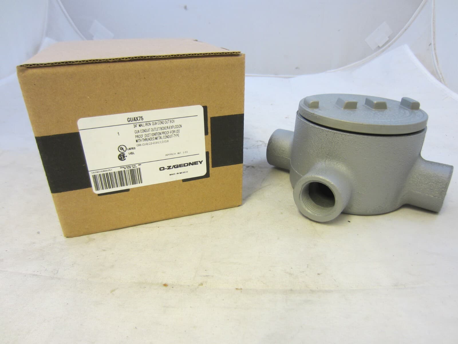 OZ/GEDNEY GUAX75 3/4" EXPLOSION PROOF TYPE GUA OUTLET BOX GRX75 GUAX26