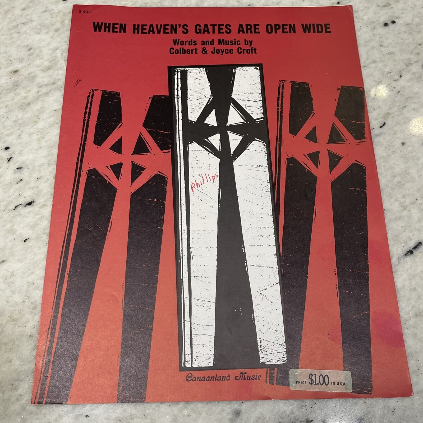 When Heaven’s Gates Are Open Wide Piano Sheet Music Vintage 1974 Colbert Croft