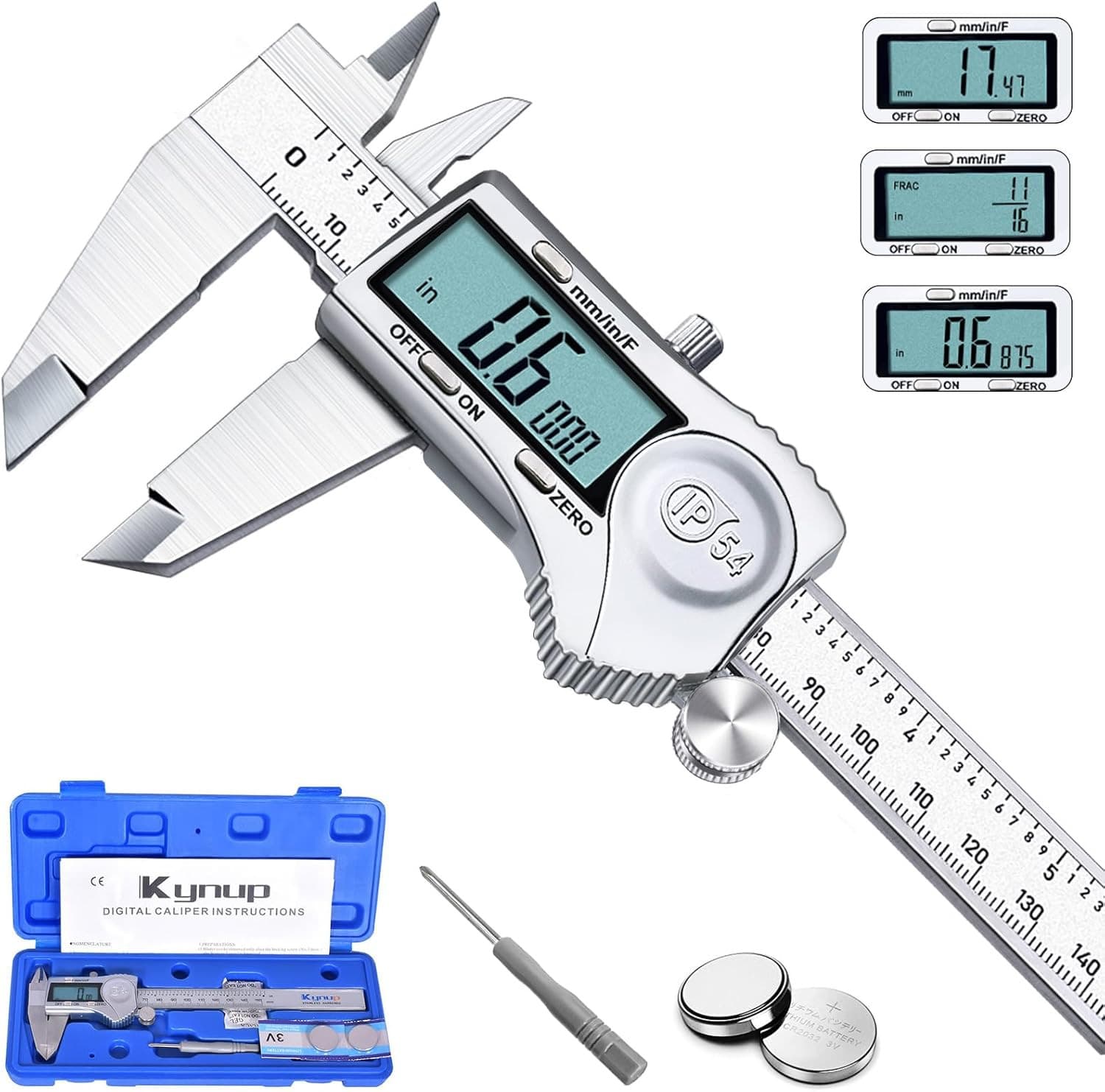 Kynup Digital Caliper, Measuring Tool, Digital Micrometer Caliper with Stainless