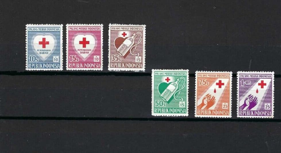 RED CROSS.- .- SEMI POSTAL- SC B92-97 {6} INDONESIA 1956
