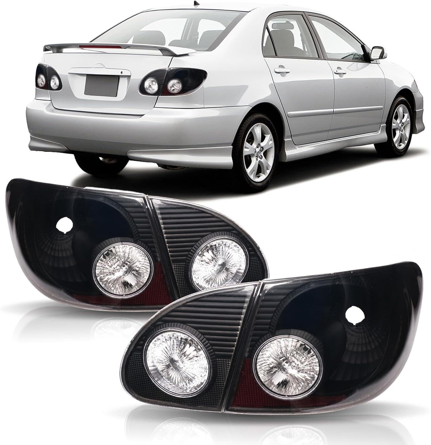 Tail Lights Assembly Compatible with 2003-2008 Toyota Corolla Inner + Outer Tail