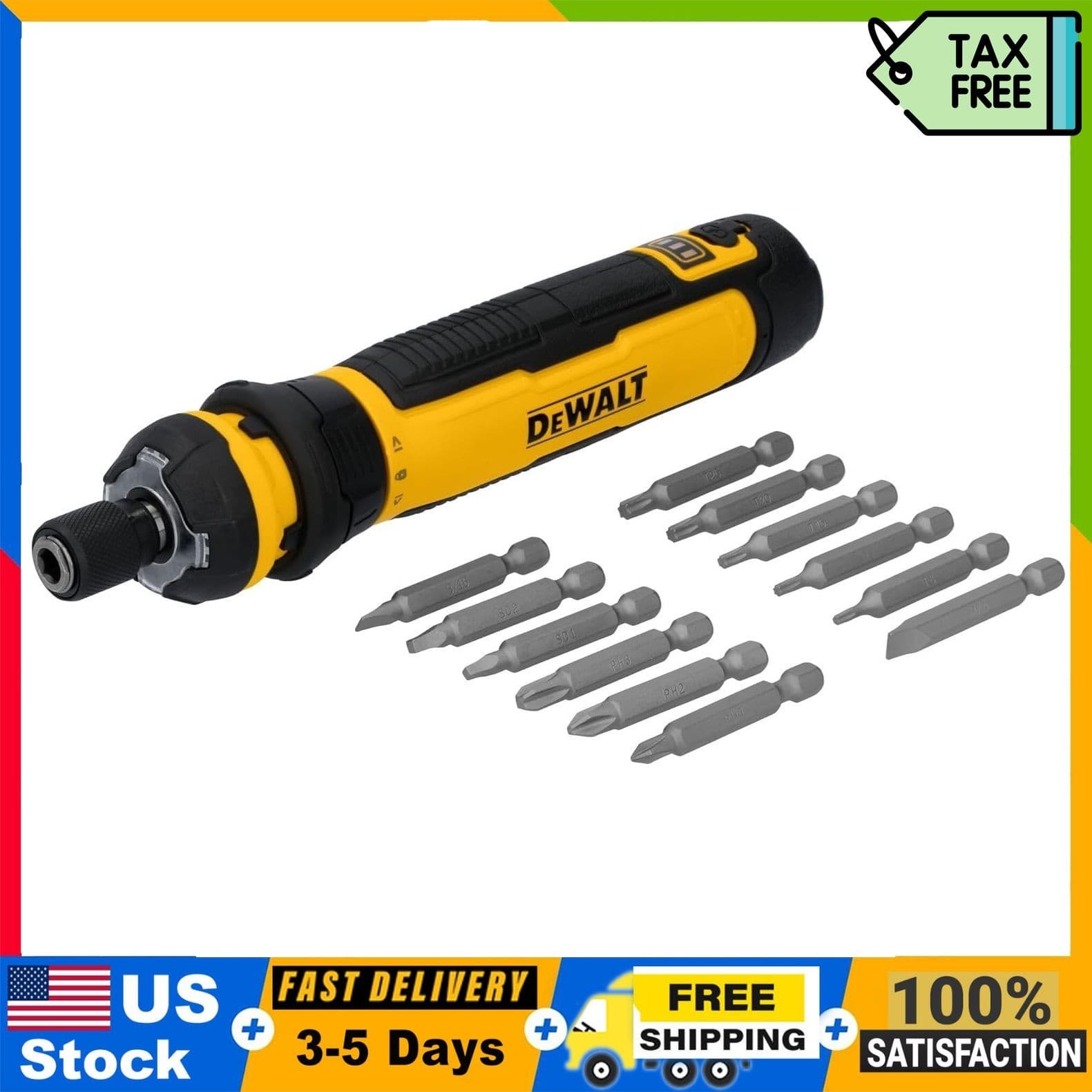 DEWALT Cordless Screwdriver with FLEXDRIVE Control and Screwdriving Bits