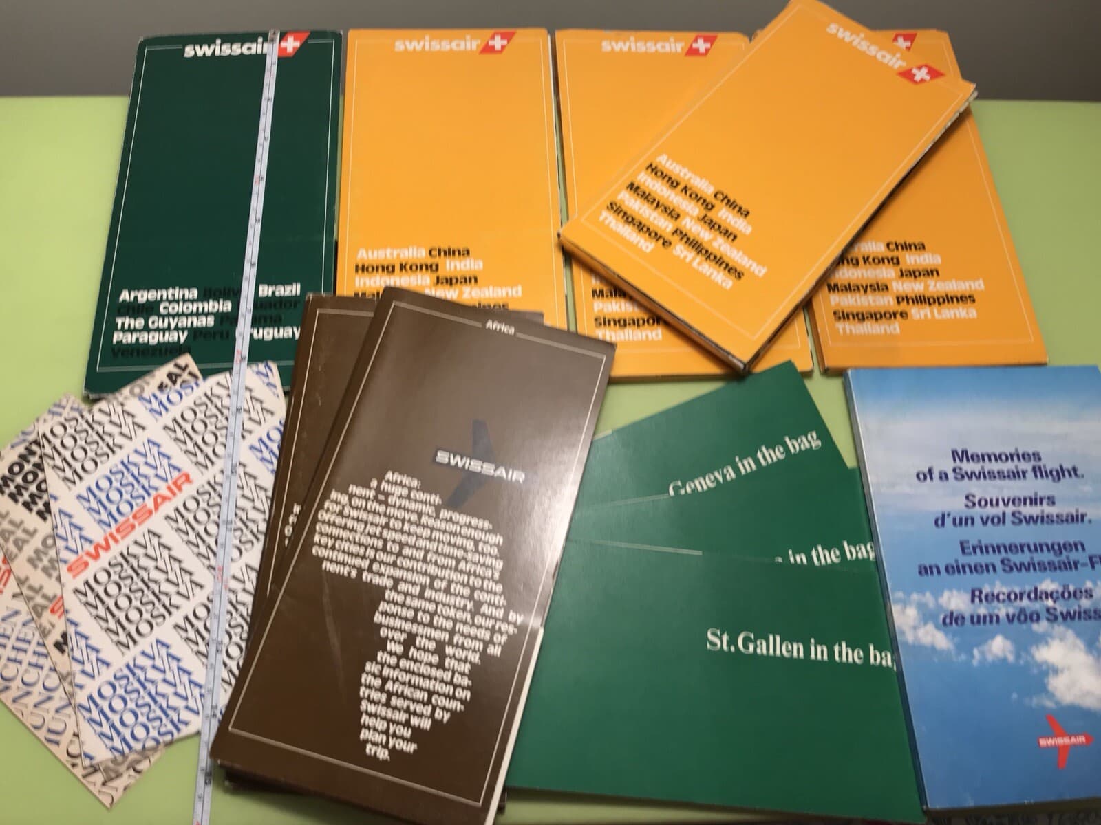 VINTAGE SWISSAIR AIRLINES BIG LOT ROUTE MAP TRAVEL BROCHURE ADVERTISING FLIGHTS