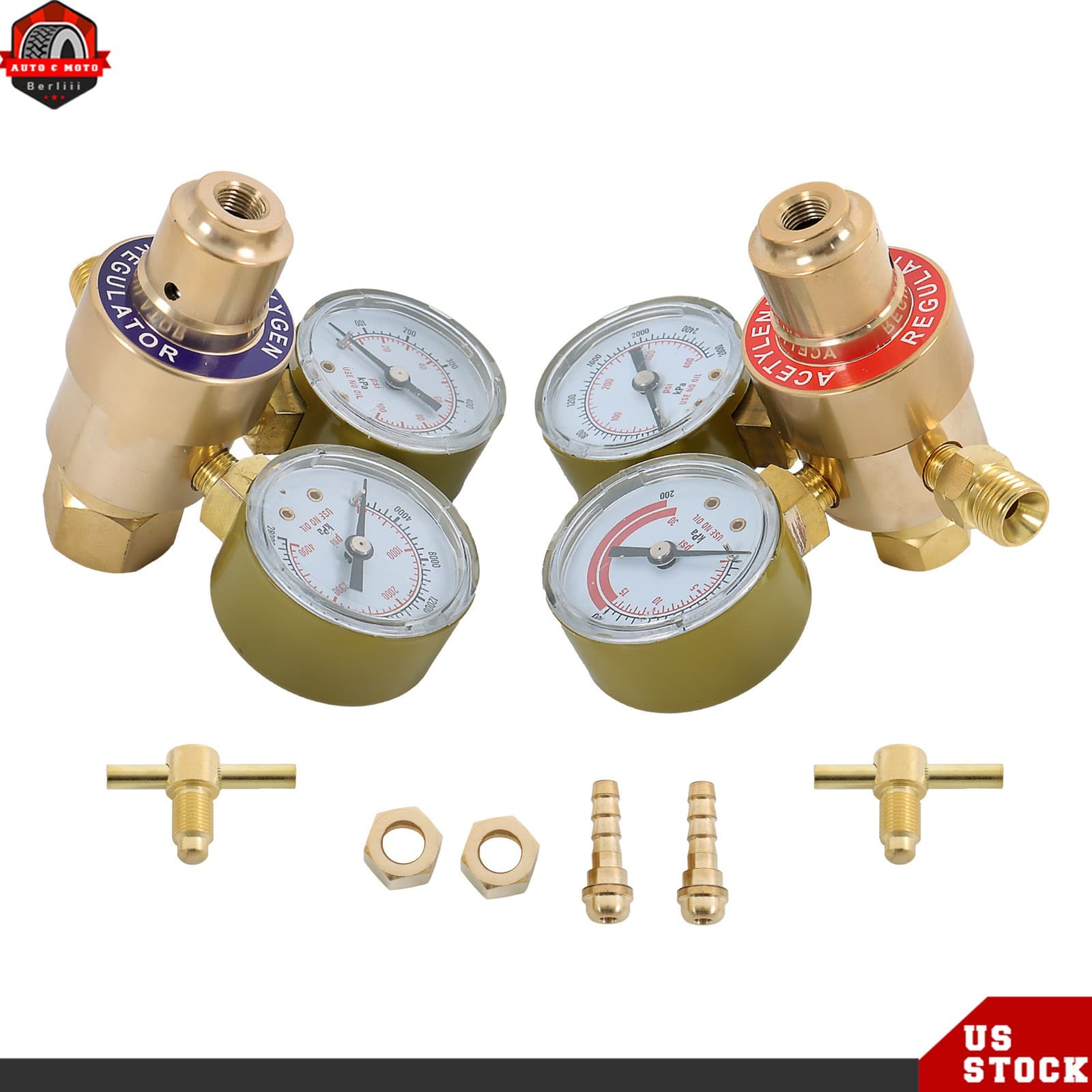 CGA540 CGA200 Oxygen Acetylene Gas Regulator Welding Cutting Torch Dual Gauge