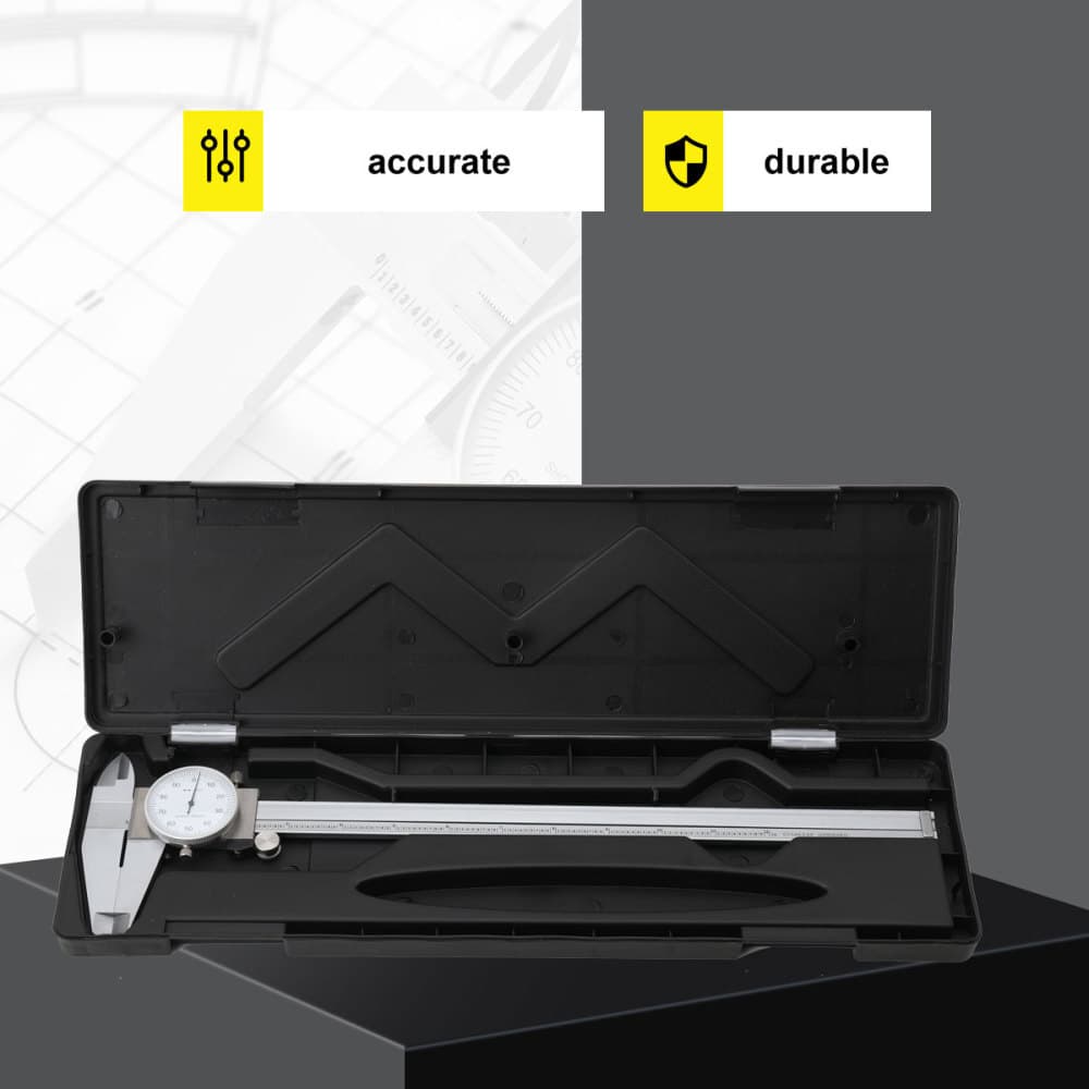 12" DIAL CALIPER, HARDENED STAINLESS STEEL, SATIN FINISH with Case