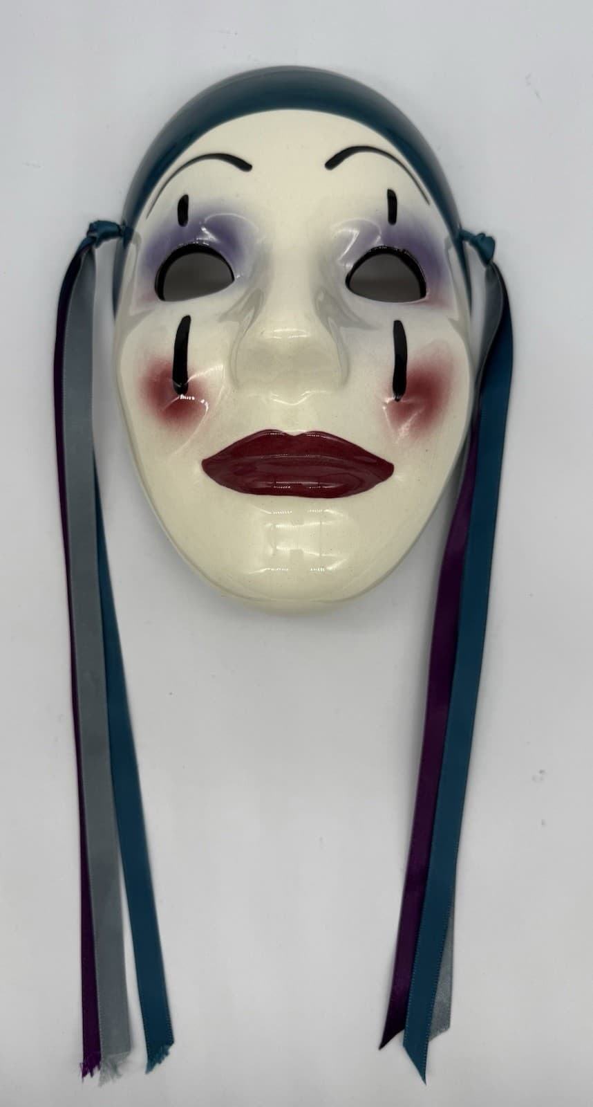 Nielsen's Extraordinary Ceramics Harlequin Face Mask Mardi Gras Clown 7” x 5”