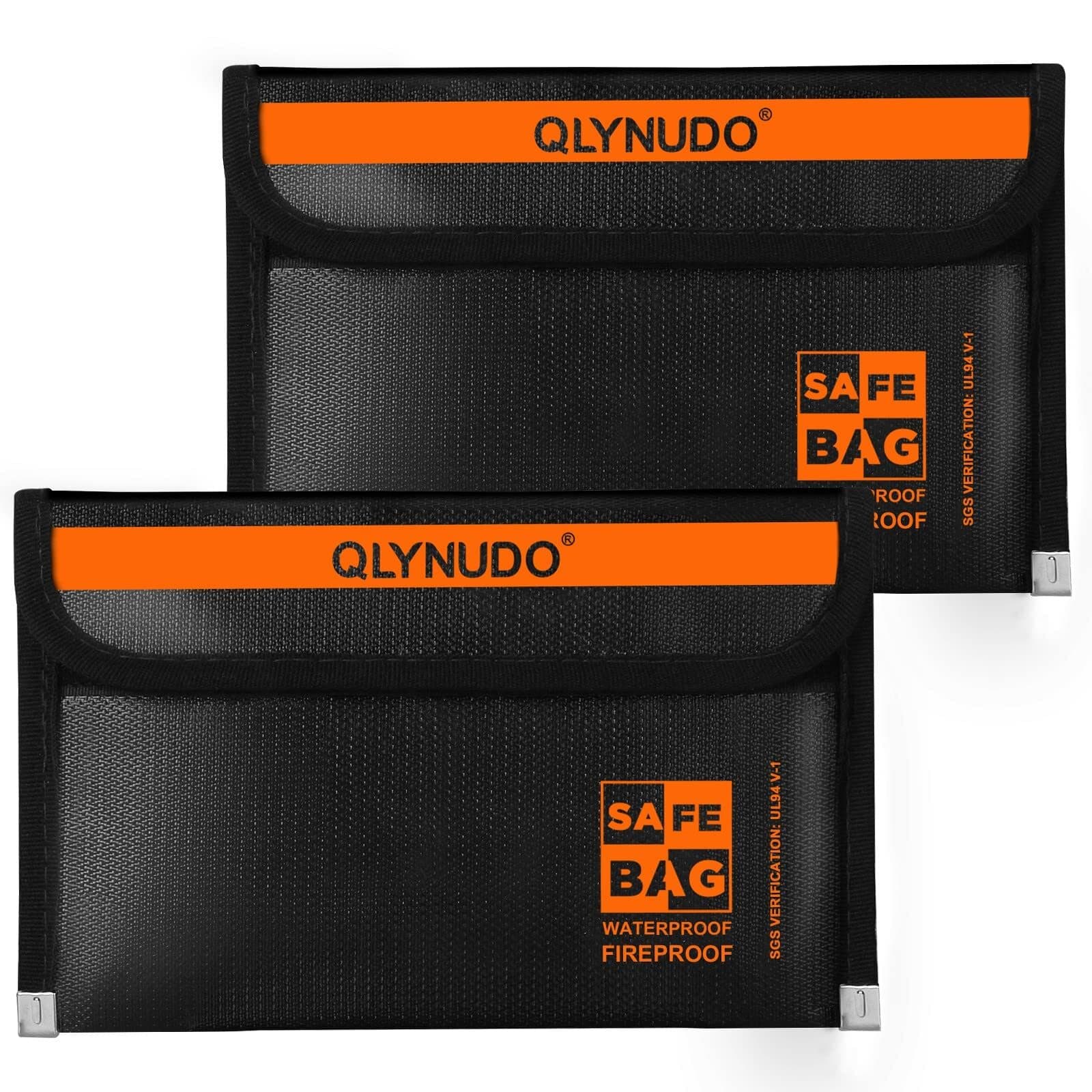 2 PACK Small Fireproof Document Bag Money Bag for Cash with Waterproof Zipper