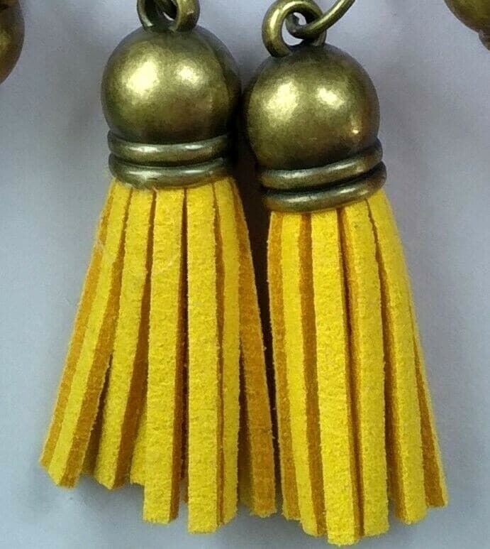 SUEDE LEATHER FRINGE TASSELS Lever back BRONZE handcrafted U CHOOSE