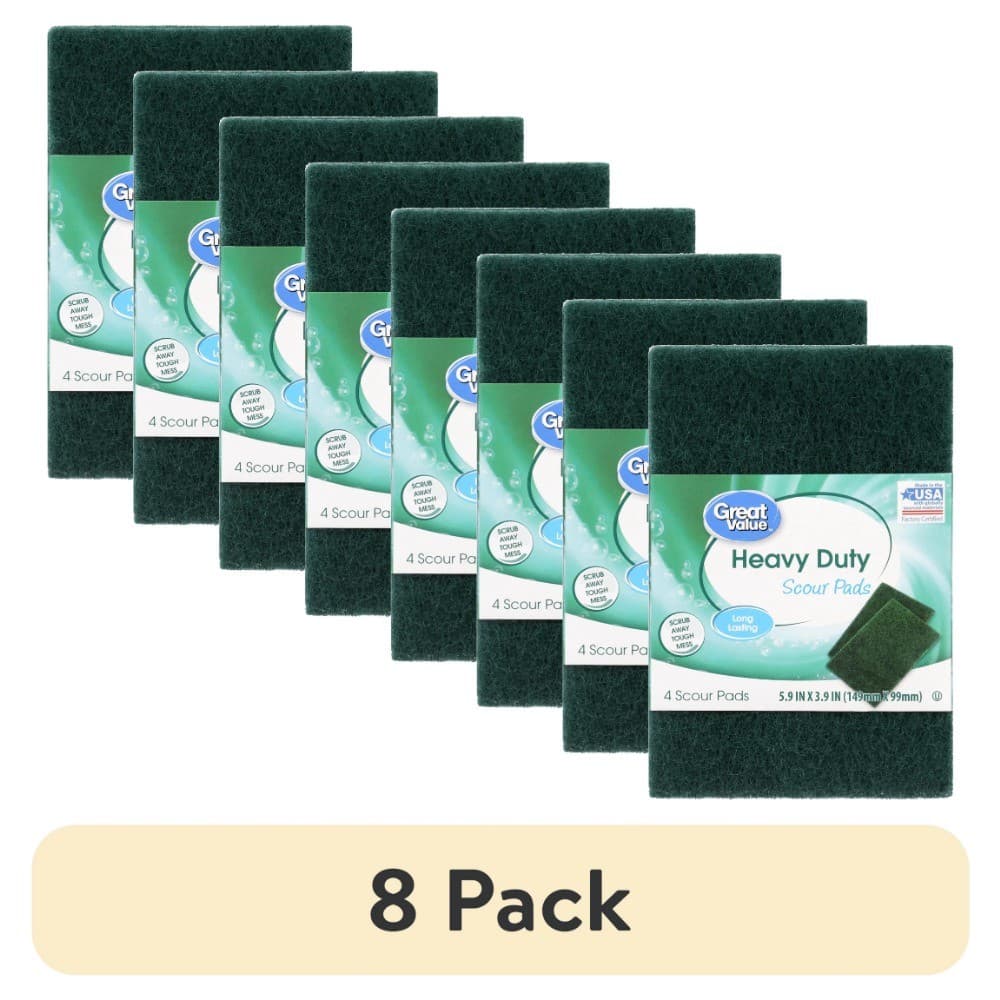 (8 pack) Great Value Heavy Duty Scour Pads, 4 Count