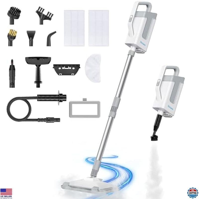 12-in-1 Steam Mop & Cleaner - 23FT Cord, 3 Modes, Detachable Mops for Cleaning