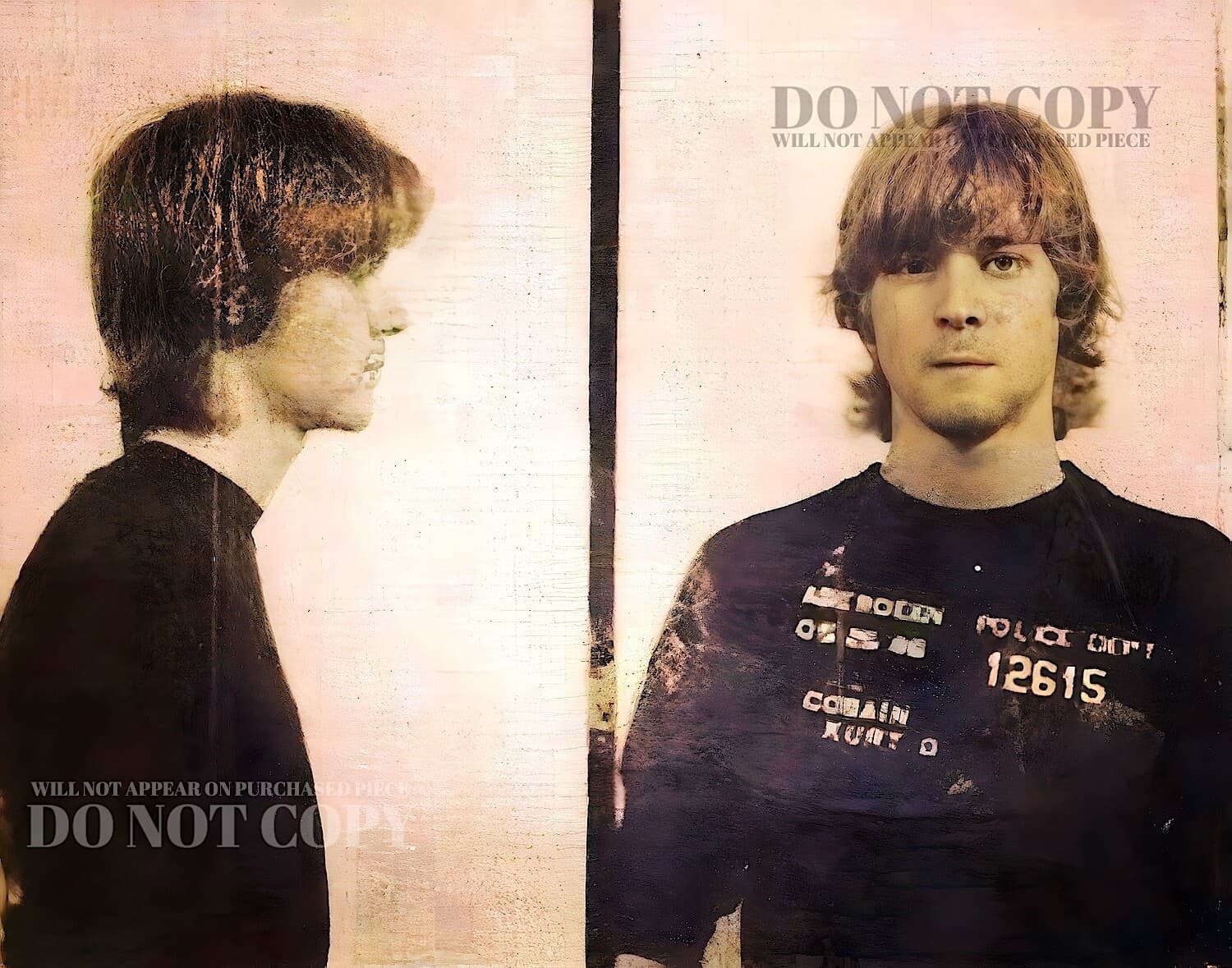 Kurt Cobain Mugshot Photograph 8 X 10 - Rare 1986 Aberdeen Mug Shot - Poster Art