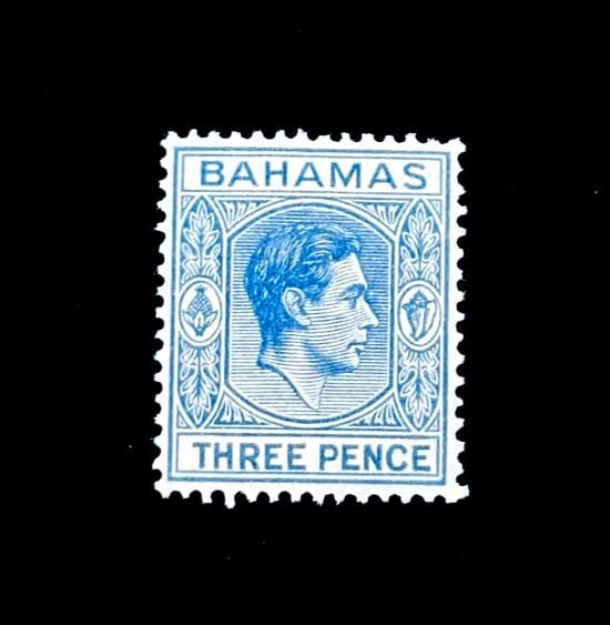BAHAMAS Stamp - 1938 King George VI Three Pence Sn 105A MVLH r51🔥De la Rue