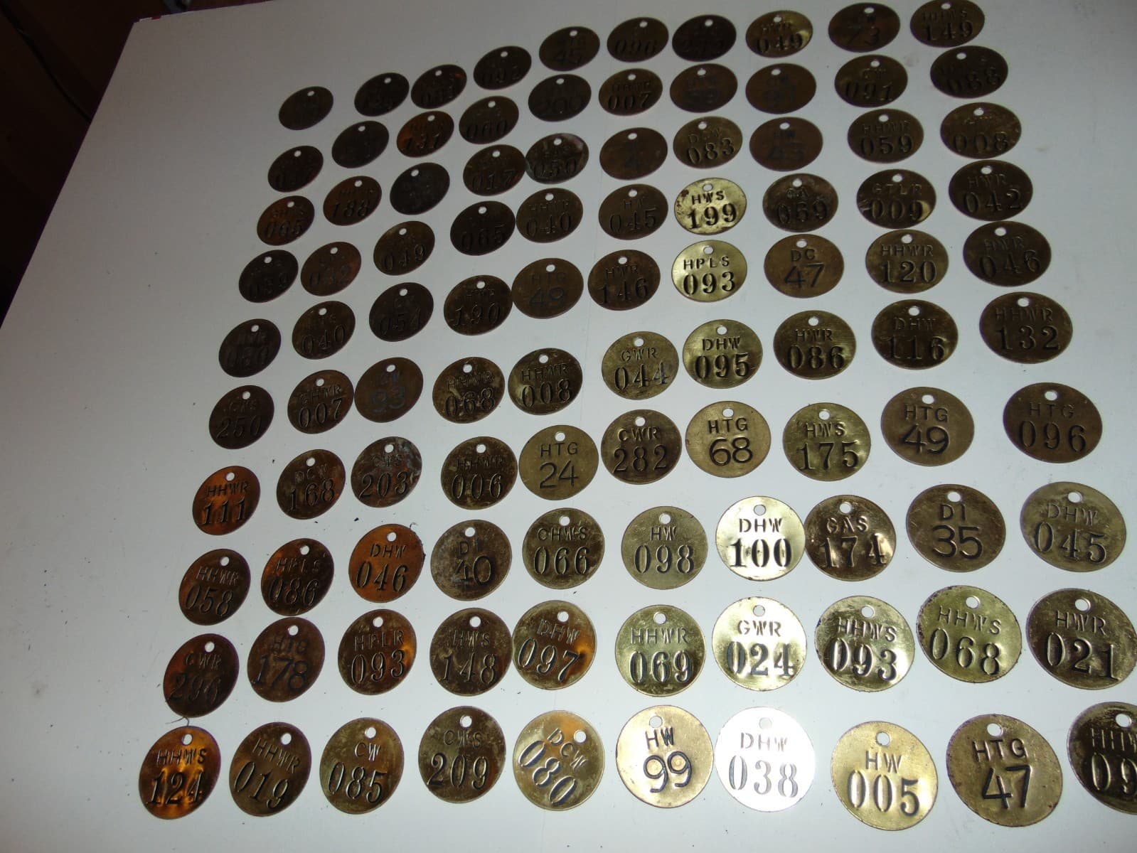 100 Random Number 1.5" Round Brass Tags Industrial Steampunk