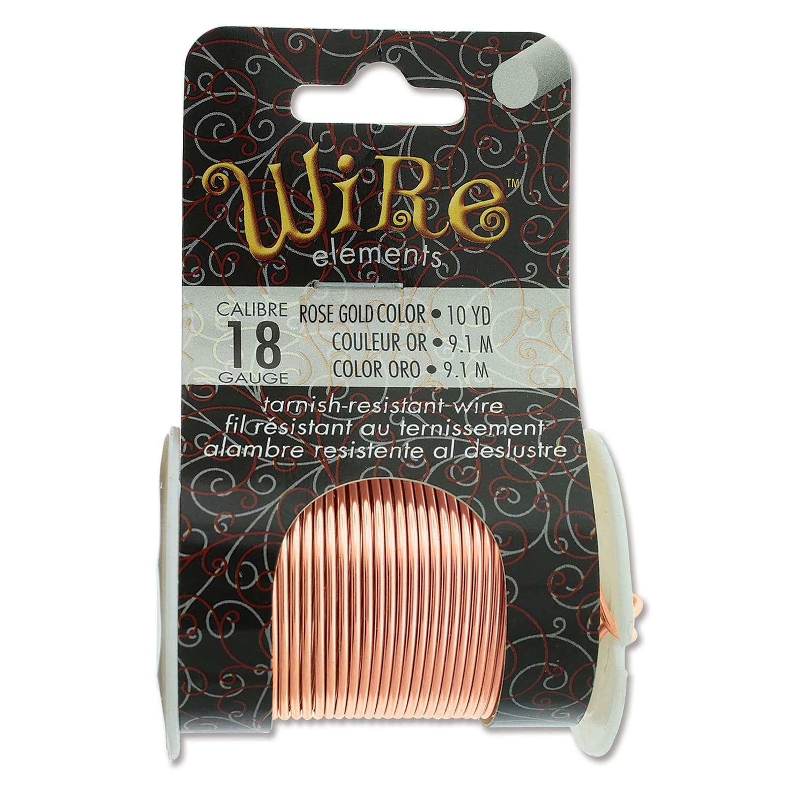 Rose Gold BeadSmith Craft Wire, 18 Gauge Tarnish Resistant Wire Elements - 10 YD