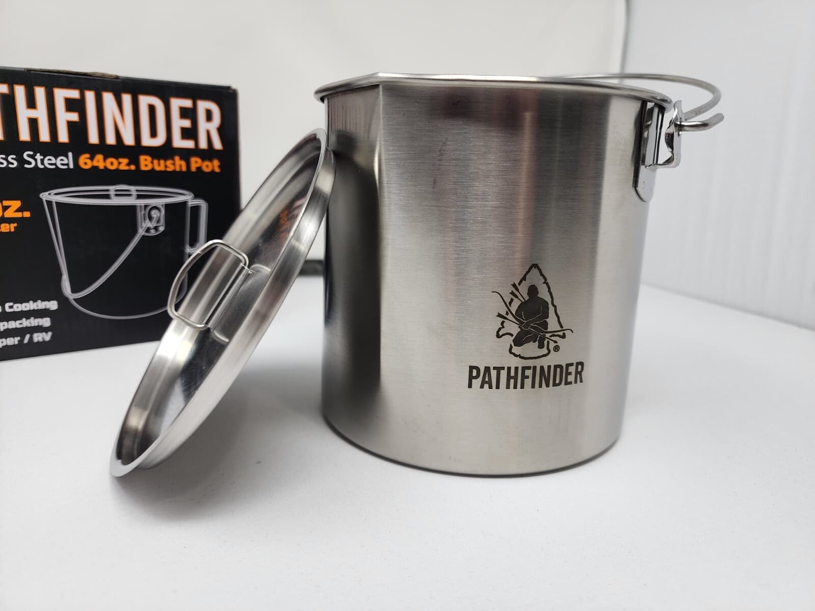 Pathfinder Stainless Steel Bush Pot and Lid Set (64 Ounce) New