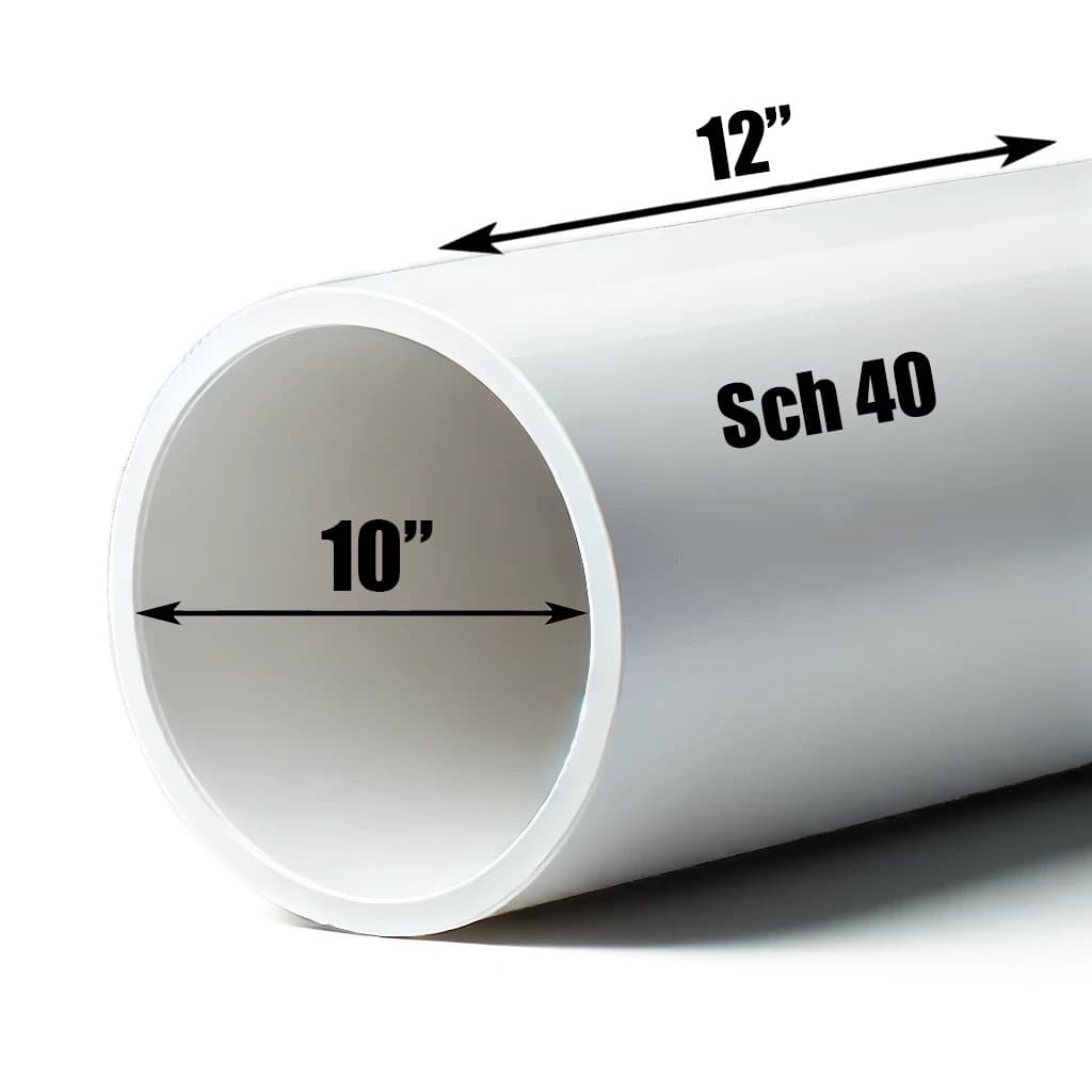10" PVC Pipe | Schedule 40 | Custom Cut Lengths 12"-96" | Culvert & Plumbing