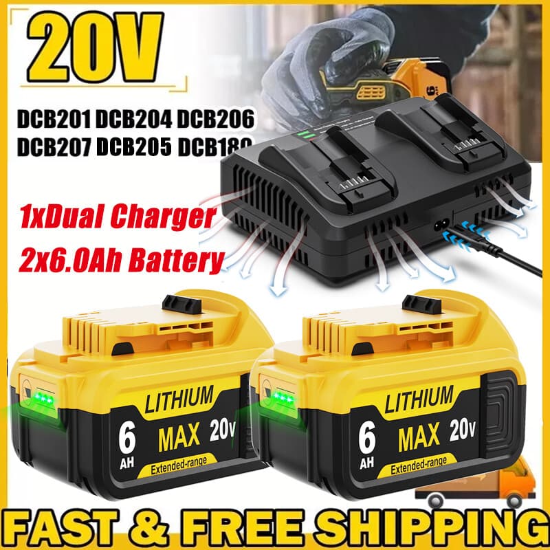 For DeWalt 20V 20 Volt Max 8.0AH Lithium Ion Battery DCB206-2 DCB205 DCB200-2 US