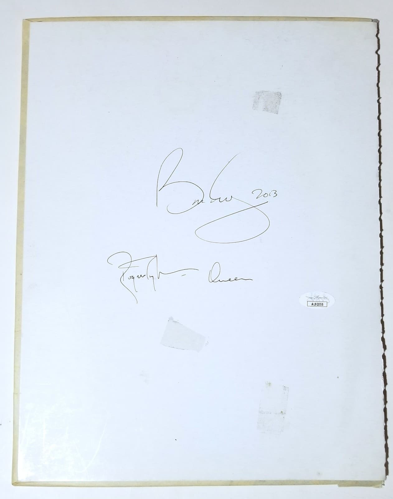 Brian May & Roger Taylor QUEEN band hand SIGNED Book Backing JSA COA Autographed