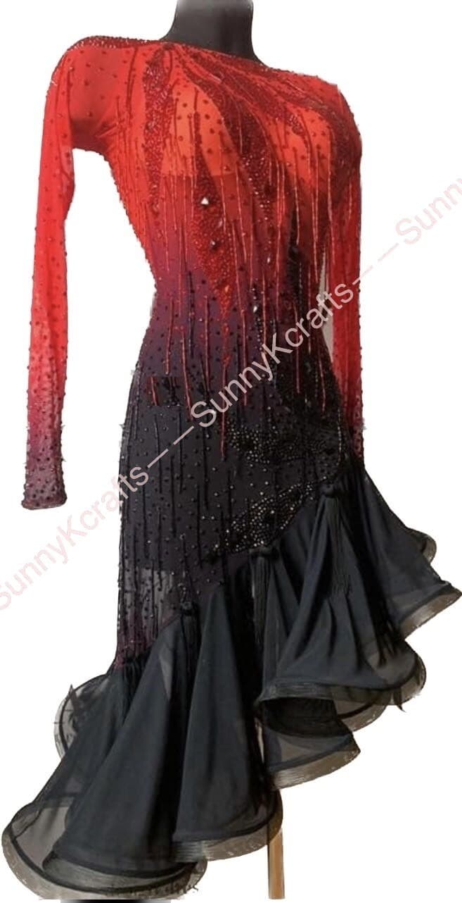 jz Handmade Women Samba Ballroom Swing Salsa Rumba Latin Dance Dress RHYTHM