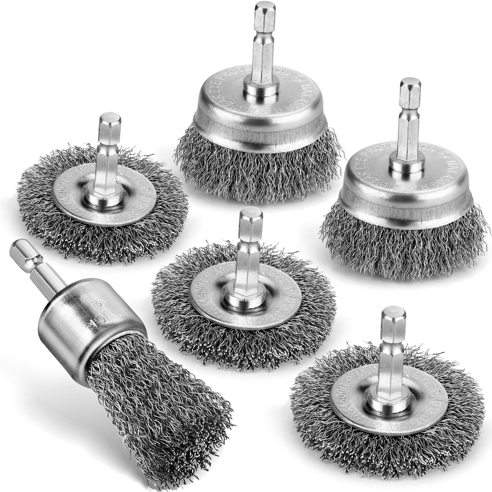 Pylevemv 6Pcs Professional Wire Wheel Carbon Steel Wire Brush for Drill Drill...